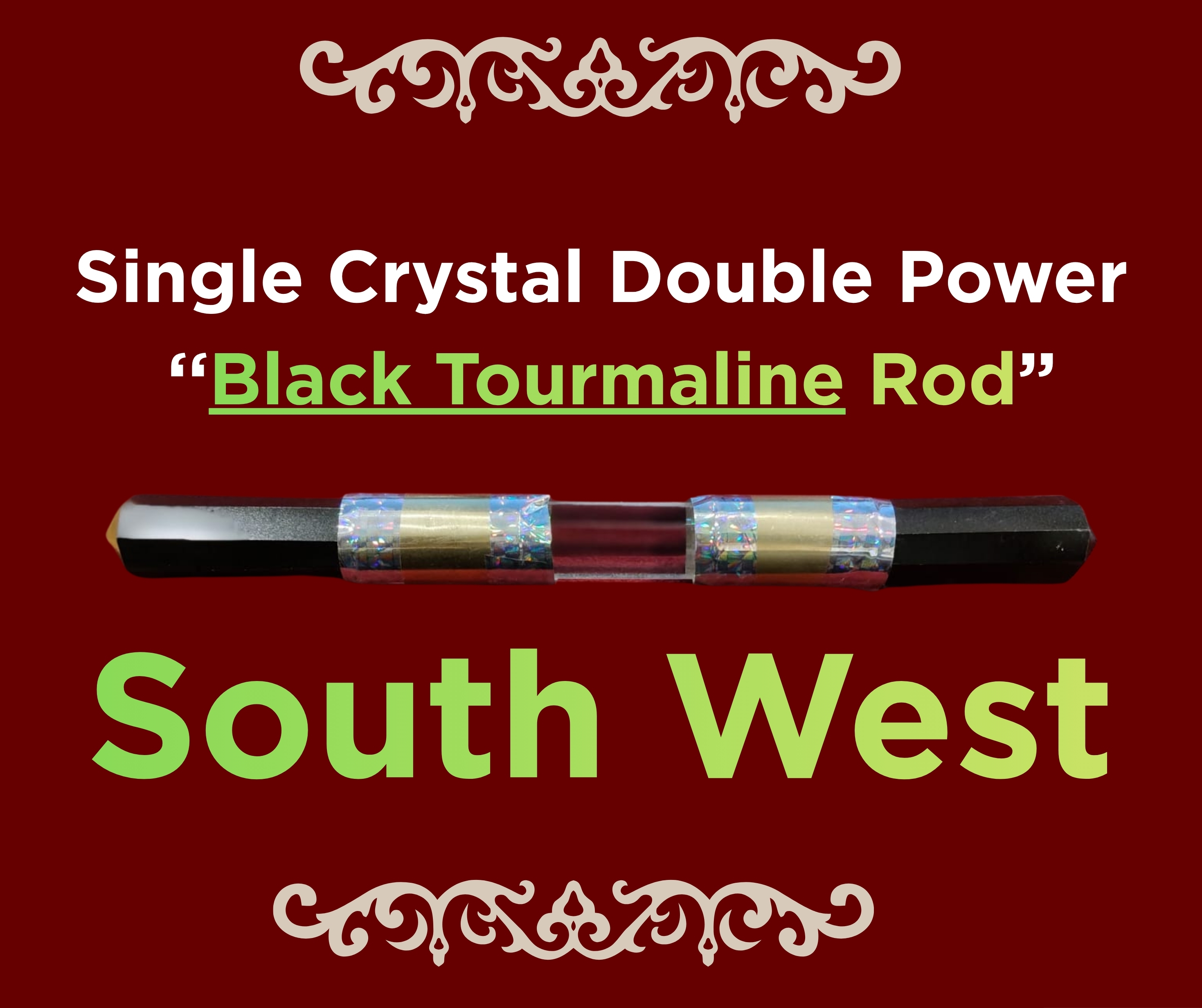 Single Crystal Double Power “Black Tourmaline” Rod